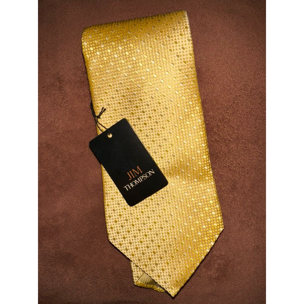 เนคไท Jim Thompson ผ้าไหมแท้ สีทอง รุ่น NECKTIE JQ SILK 118182MC ของแท้ 🇹🇭 (มีป้าย / ไม่เคยใช้)