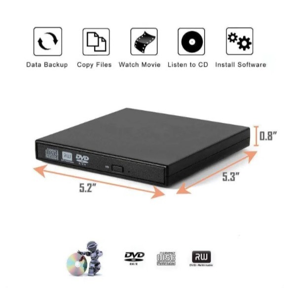 External CD/DVD-RW USB 3.0 ดีวีดี แบบพกพา อ่านเขียน Player Optical Drive CD/DVD-RW Burner Reader Wri