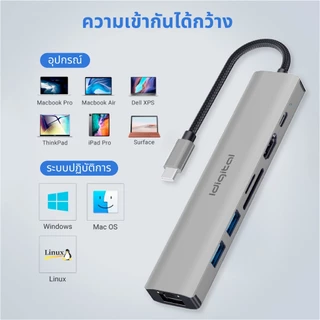 Idigital Type C HUB Adapter, ฮับ USB C, USB 3.0, HDMI 4K, 1000Mbps RJ45, PD100W, SD TF, สำหรับแล็ปท็อป, Macbook