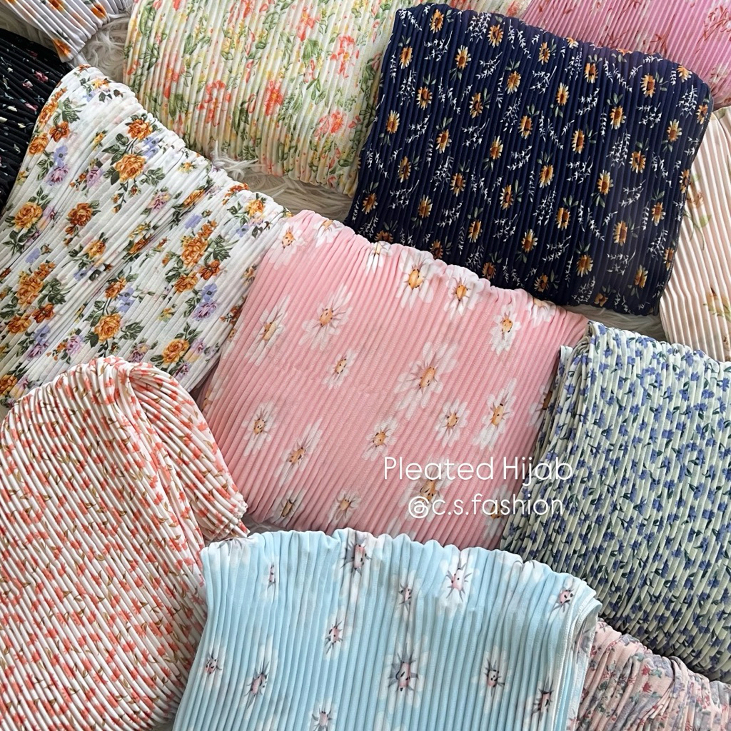 (พร้อมส่ง✨)ฮิญาบอัดพลีท ผ้าคลุมพันยาวอัดพลีท