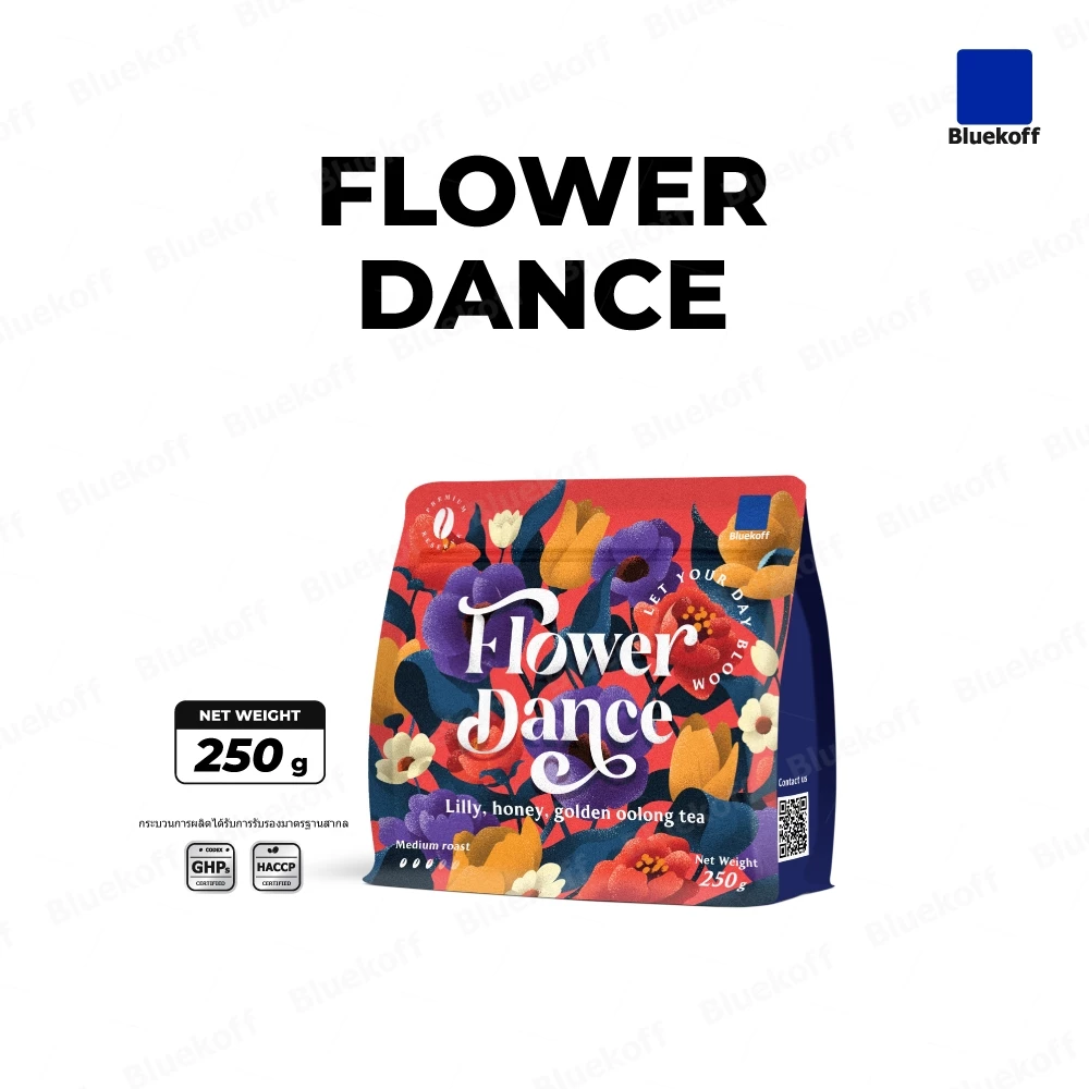 Bluekoff เมล็ดกาแฟเบลนด์ Flower Dance อราบิก้า 100% (1 ถุง บรรจุ 250 กรัม)