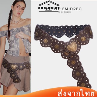 ในไทย💖 เข็มขัดสไตล์โบฮีเมียน หัวใจดอกทานตะวันลายดอกไม้หมุดย้…