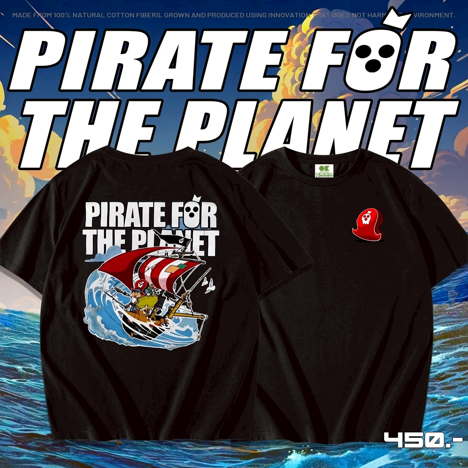 OK Apparel เสื้อยืดคอกลมแขนสั้น ลาย Pirate For The Planet Ship Oversize Cotton ⚡️USAคุ้มสุด!⚡️