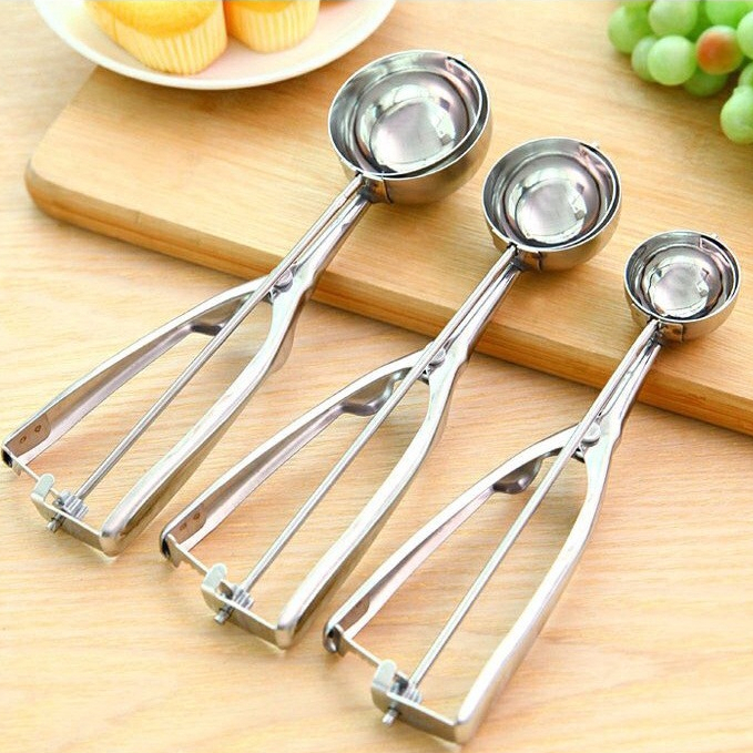 ✨New✨ ที่ตักไอศครีมสแตนเลส มี 3 ขนาดให้เลือกซื้อ ที่ตักไอติม ที่ขูดไอศครีม Ice Cream Scoop #C166