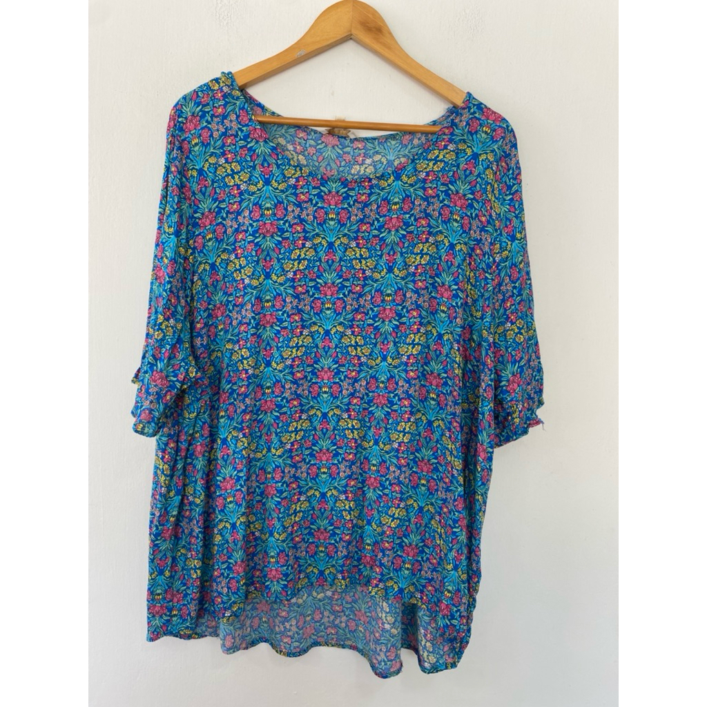 AY ผ้าวิสโคส *ชายแขนลุ่ย* Cynthia Rowley 3XL อกหน้าผ้า 56 นิ้ว ยาว 27