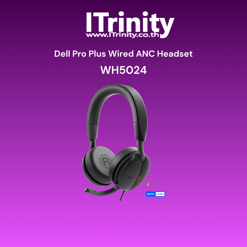 Dell Pro Plus Wired WH5024 ANC Headset เดลล์ หูฟัง Pro Plus Wired รับประกัน 3 ปี