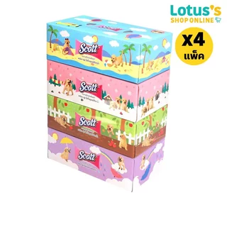 [ทั้งหมด 4 แพ็ค] สก๊อตต์ บ๊อกซ์ กระดาษเช็ดหน้า บรรจุ 110 แผ่น (แพ็ค 4 กล่อง) SCOTT FACIAL BOX 110 SHEETS (PACK 4 BOXES)