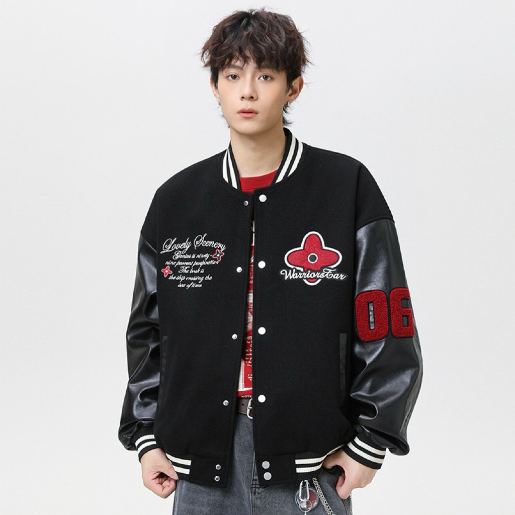 เสื้อแจ็คเก็ตแขนยาว warrior varsity jacket