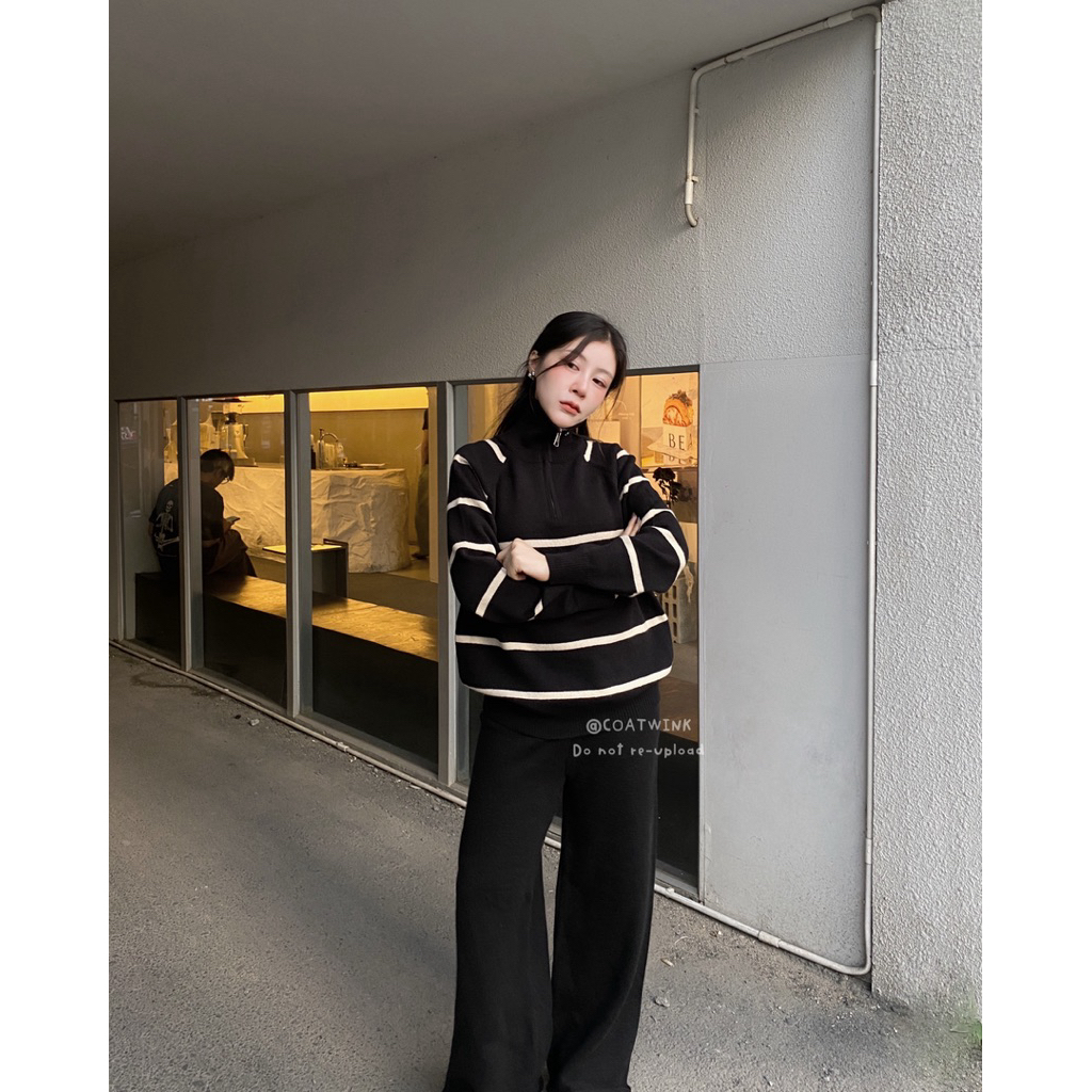 COATWINK~ชุดเซ๊ต ไหมพรม เสื้อลายขวาง+กางเกงขายาว ราคา ถูกที่สุด ดีลบีเคเค แกลเลอรีภาพที่ 2