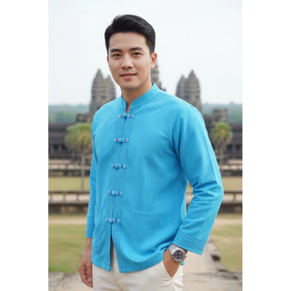 เสื้อพื้นเมืองผู้ชายคอจีนแต่งลายเดินเส้น รุ่นนครา