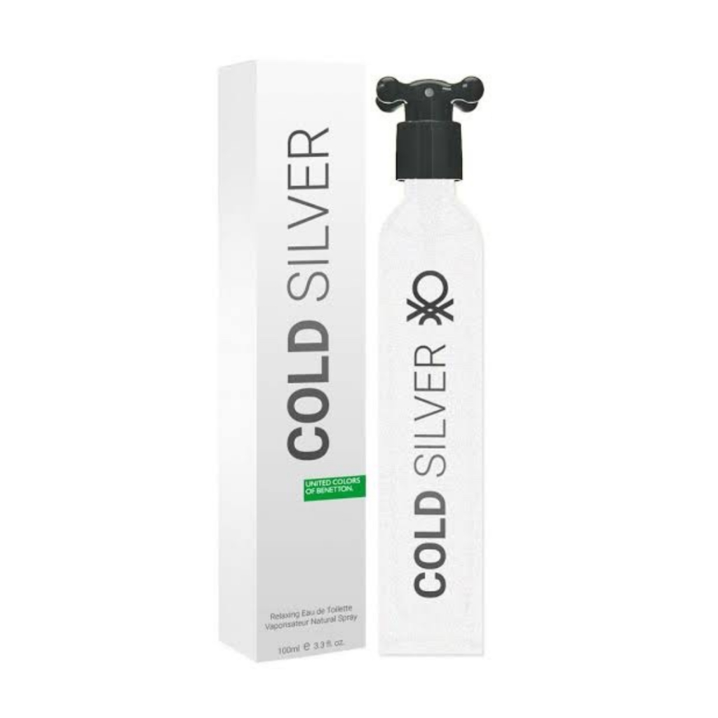 Benetton Cold Silver For Men EDT 100 ML กล่องซีล