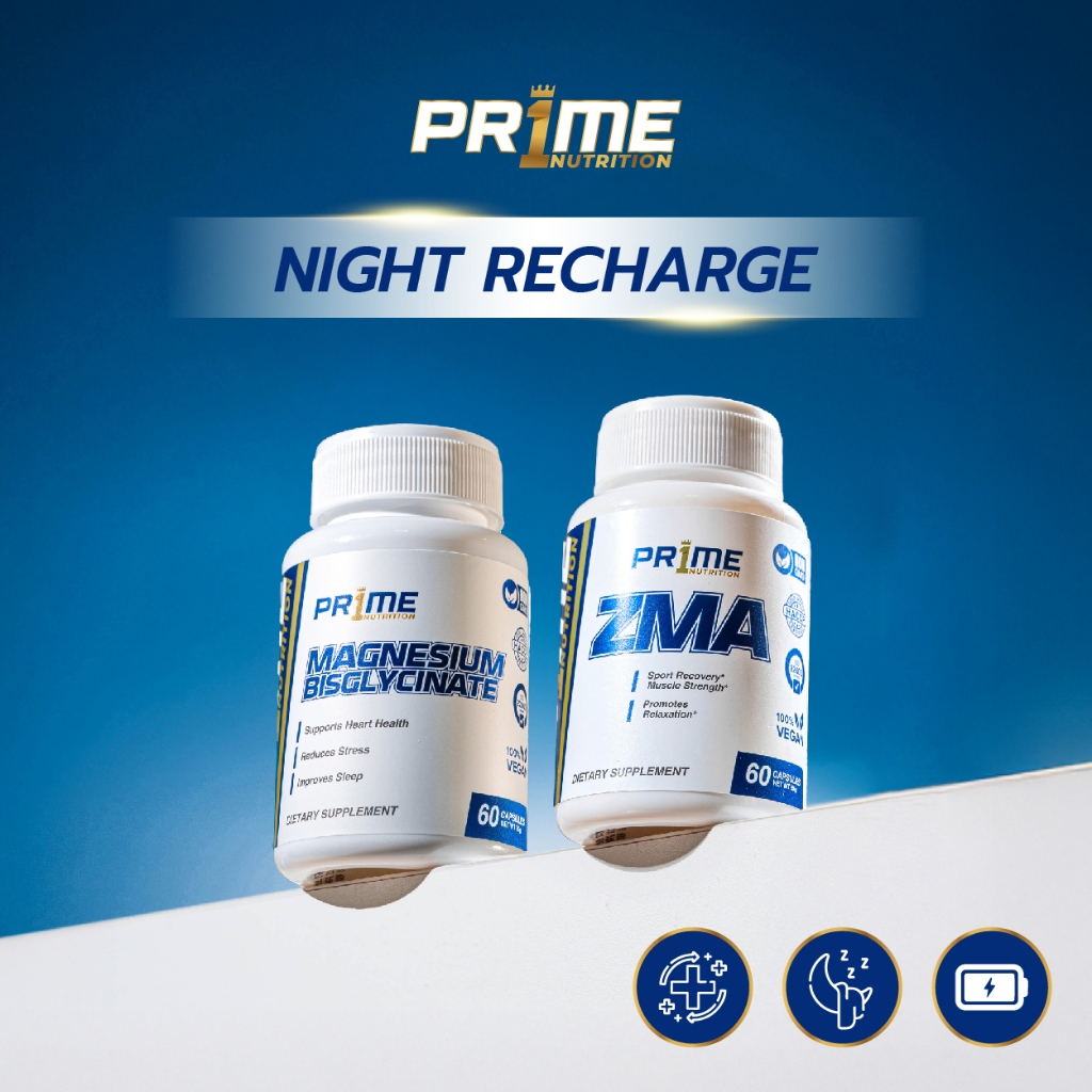 [Set คู่สุดคุ้ม] PR1ME Magnesium bisglycinate 60 Caps + ZMA 60 Caps -ไพร์ม แมกนีเซียม บีสไกลซิเนต + ซีเอ็มเอ
