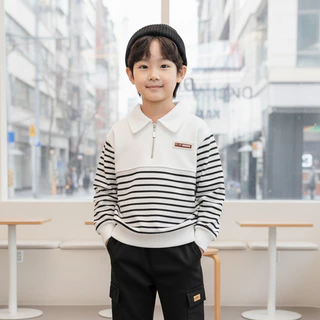 Babyonline(Y530)2I1-2 (ส่งด่วน1วัน)เสื้อสเวตเตอร์แขนยาวแฟชั่นกันหนาวลายทางสำหรับเด็กผู้ชายและเด็กผู้หญิงสุดเท่