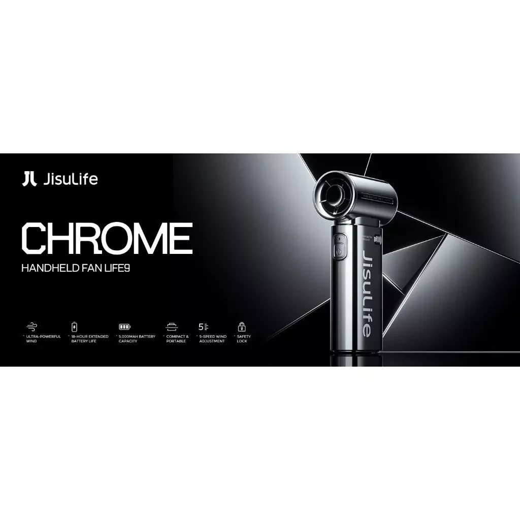 [พร้อมส่ง] พัดลม JisuLife Life9 Chrome สีเงิน 5000mAh พัดลมมือถือ Handheld Fan พัดลมพกพา แบตอึด รับประกันศูนย์ไทย 1 ปี thumbnail 5