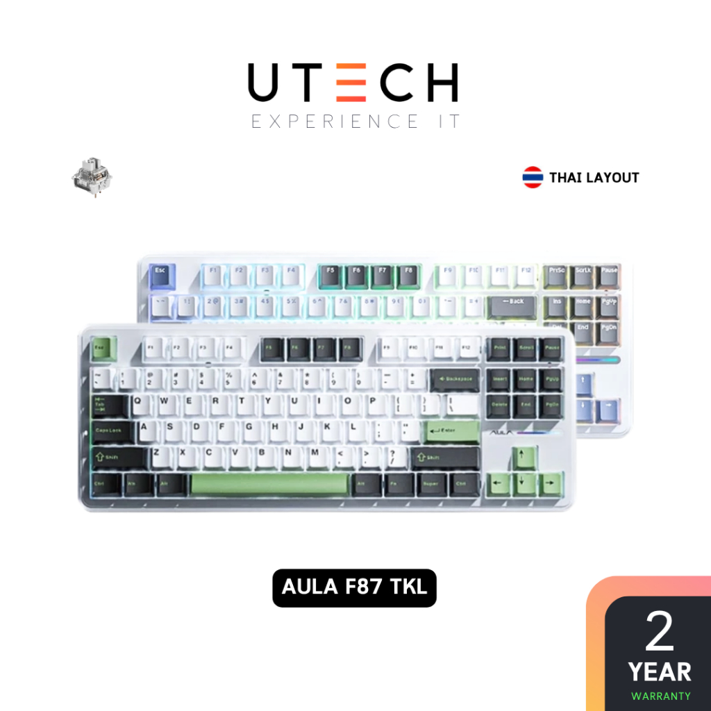คีย์บอร์ดไร้สาย AULA F87 Gasket Mechanical Keyboard 3IN1 Size 80% by UTECH