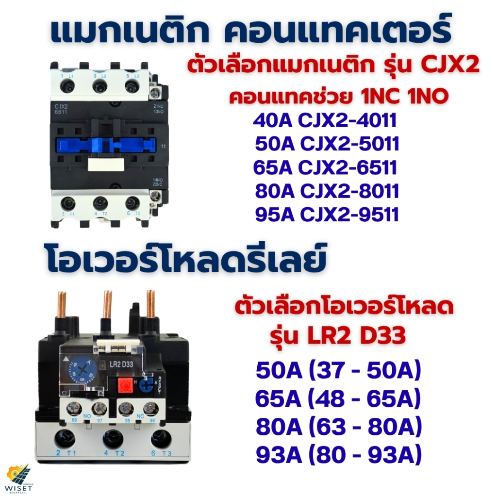 แมกเนติกคอนแทคเตอร์ โอเวอร์โหลดรีเลย์ รุ่น CJX2 มีให้เลือกตั้งแต่ 40A-93A