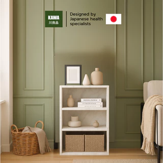 Kawa ชั้นวางหนังสือ ชั้นวางของอเนกประสงค์ 3 ชั้น ผลิตจากไม้คุณภาพดี โครงสร้างแข็งแรง ทนทาน