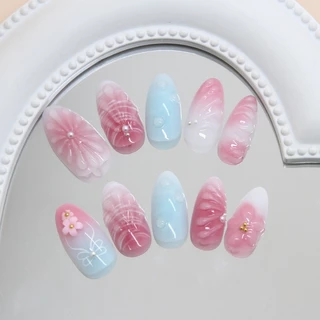 【สินค้าใหม่DD1131] พร้อมส่งในไทย แฟลชเจาะเล็บปลอม เล็บปลอมกันน้ำ กล่องละ 24 ชิ้น เล็บปลอมสำเร็จรูป