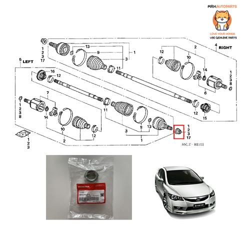 น็อตยึดเพลาขับ Honda Civic FD 1.8 2.0 2006-2011 แท้ศูนย์ ราคาต่อ 1 ชิ้น