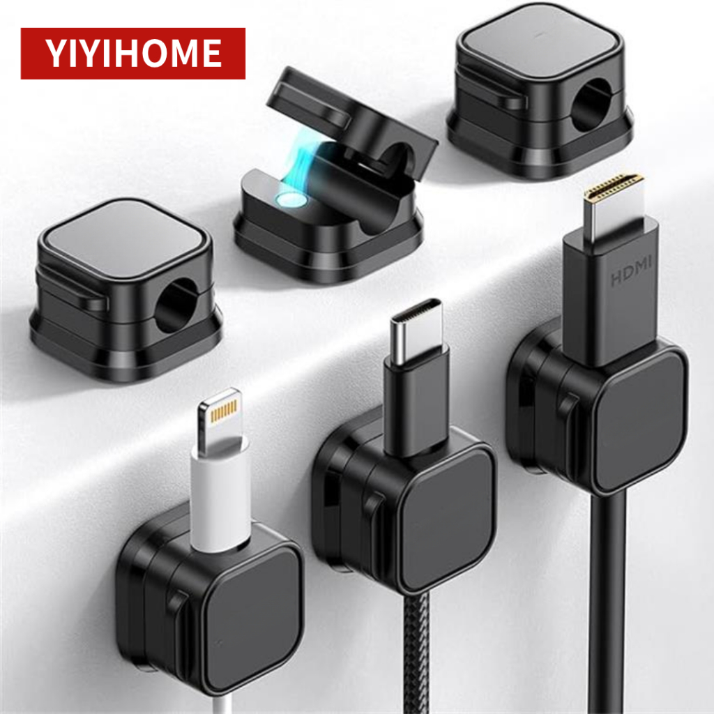 YIYIHOME คลิปจัดสายเคเบิล คลิปเก็บสายไฟ ตัวเก็บสายชาร์จ แม่เหล็ก 6 ชิ้น ติดตั้งง่าย ไม่ต้องเจาะ
