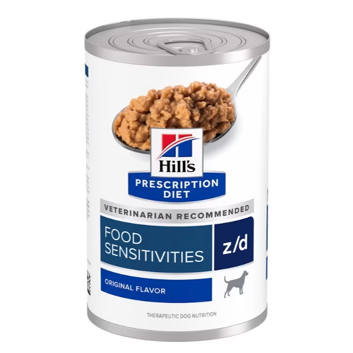 Hill’s z/d Food Sensitivities ອາຫານສຳລັບໝາແພ້ອາຫານ 370g (3/6/12 ກະປ໋ອງ) exp.06/2027