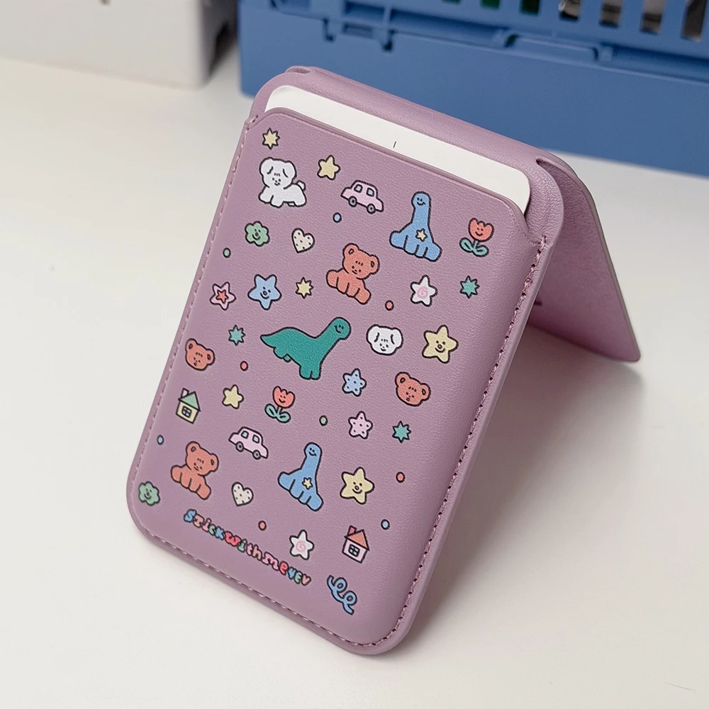 Magnet wallet : Plum doodle กระเป๋าใส่บัตรแม่เหล็กติดเคส ใช้เป็นขาตั้งได้ น่ารักสุดๆ*ไม่รวมเคส* | Stickwithme4ev