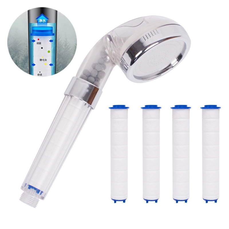 ฝักบัวกรองน้ำ กรองสิ่งสกปรก ฝักบัว อาบน้ำ All-in-One น้ำสายน้ำนุ่ม [ฝักบัว 1+ไส้กรอง 4 ชิ้น]