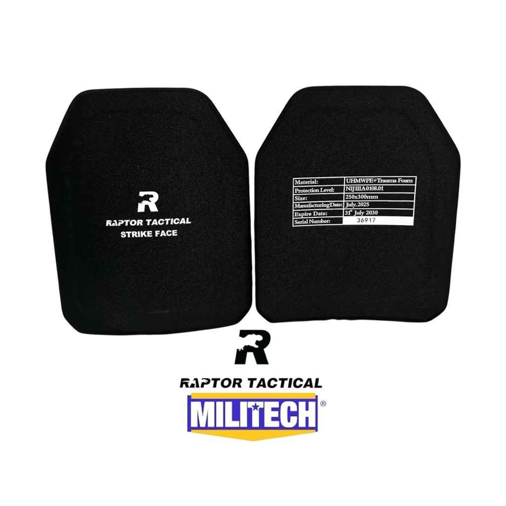 แผ่นเพลท Raptor Tactical Level 3A ป้องกันกระสุนระดับ 3A ผลิตกันยายน 69 ราคาต่อ 1 คู่ พร้อมส่ง!!!