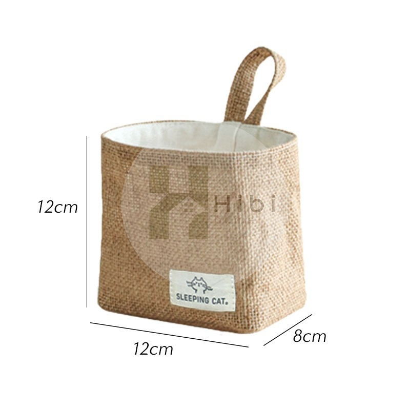 กระเป๋าผ้าตั้งโต๊ะ sleeping cat กล่องผ้าใส่ของอเนกประสงค์สไตล์ญี่ปุ่น มินิมอล เนื้อผ้าลินินธรรมชาติ พับเก็บได้ พกพาสะดวก - รูปที่ 4