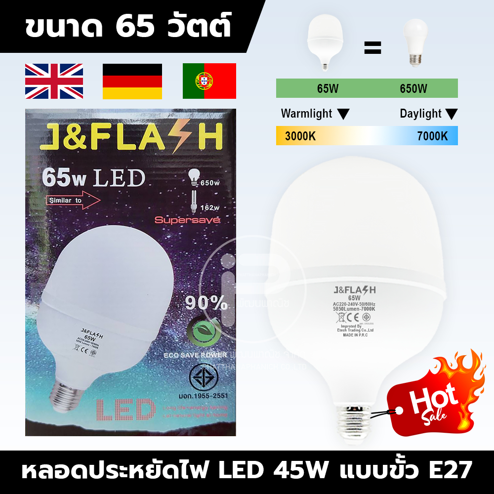 หลอดไฟ LED (J&FLASH) ขนาด 65W