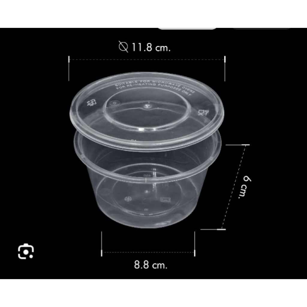 25ใบ/แพ็ค Z450 กล่องพลาสติกกลมใสใส่อาหาร พร้อมฝา ตรา Easy Life 450 ml.