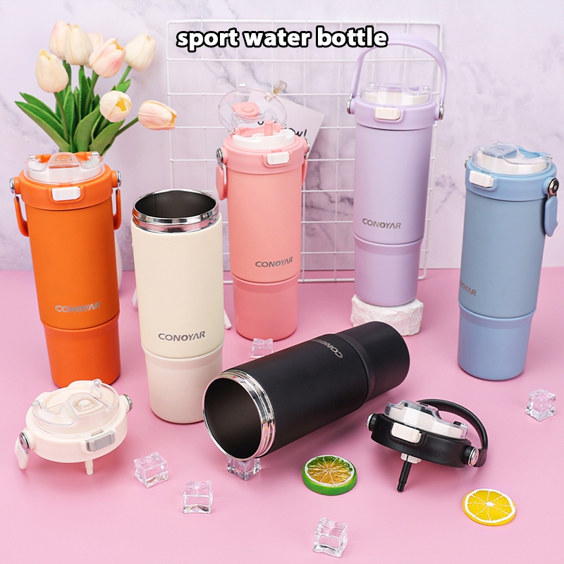 แก้วน้ำสแตนเลสเกรด 900ml เก็บอุณหภูมิ ร้อน-เย็น พร้อมหลอด สำหรับเก็บน้ำเย็น น้ำร้อน และเครื่องดื่มต่างๆ T01269