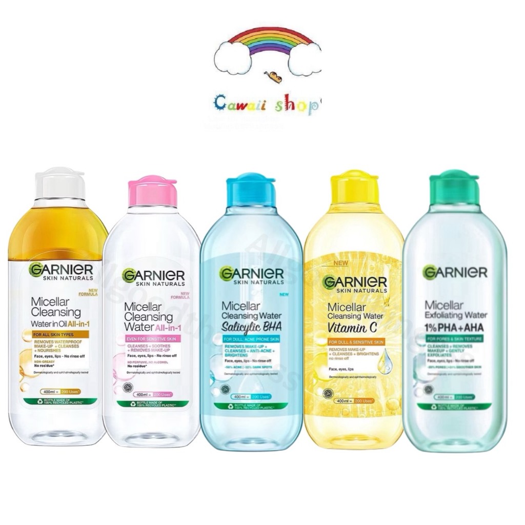 Garnier Micellar Cleansing Water 125ml, 400ml การ์นิเย่ ล้างเครื่องสำอาง คลีนซิ่ง ไมเซล่า