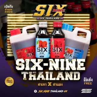 Six-Nine syrup แกลอน 1020 มล. ไซรัป น้ำเชื่อมสูตรเข้มข้น กลิ่นราสเบอร์รี่ (แท้จากโรงงาน100%)