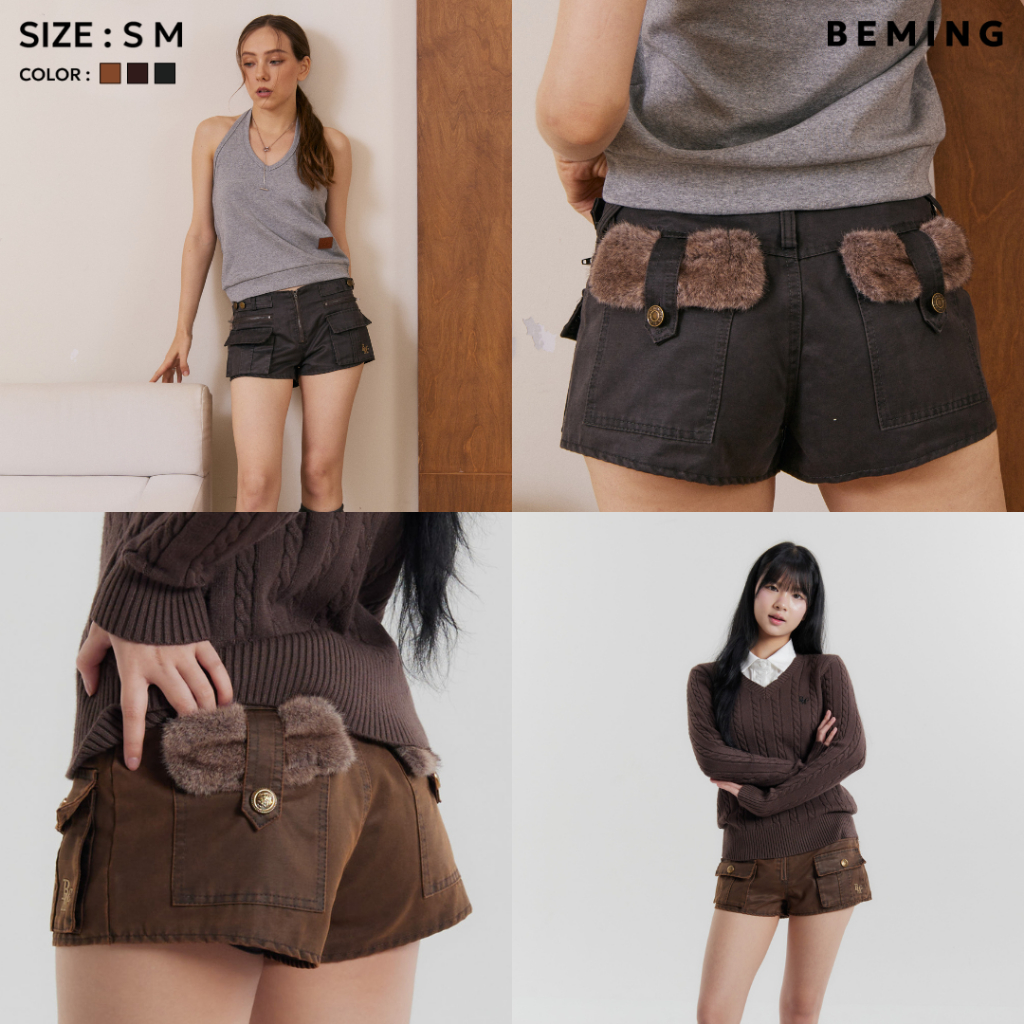 Bemingshorts043(XS-2XL)-Furry Pocket Shorts – กางเกงดีเทลแน่น ที่คนเท่ต้องมี
