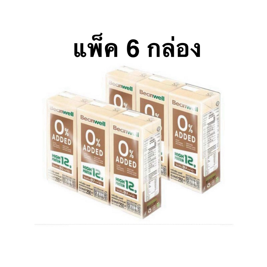 [ส่งด่วนจ้า] [แพ็ค6กล่อง]บีนเวลล์ นมถั่วเหลือง UHT สูตรไม่เติมน้ำตาล 250 มล. Beanwell SoyMilk 0%Added Sugar