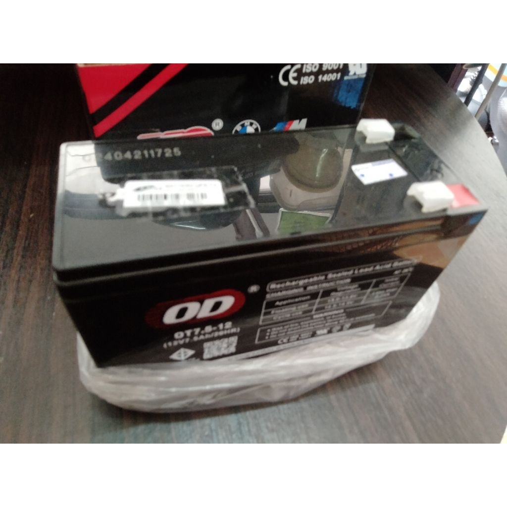 OD Battery 7.5Ah 12V สำหรับเครื่องสำรองไฟฟ้า UPS ได้รับมาจากการเคลมประกันเหลือไม่ถึง 1 ปี