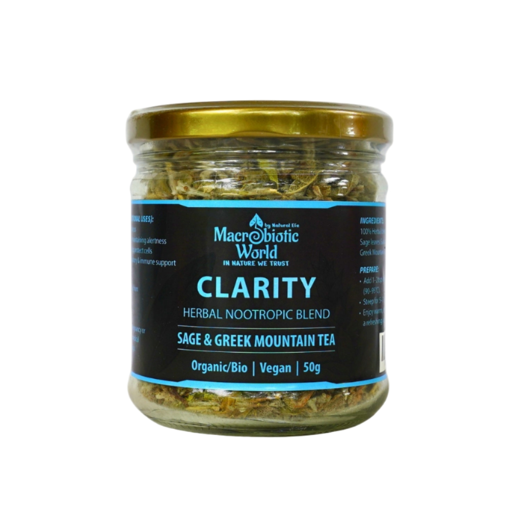 Organic/Bio Clarity – Herbal Nootropic Blend | Sage & Greek Mountain Tea | 50g