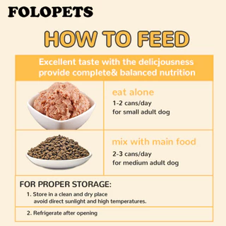 FOLOPETS 430g ความจุสูง อาหารสุนัขแบบกระป๋อง อาหารเปียกสุนัข ออแกไนเซอร์ธรรมชาติ 100% เพิ่มความอยากอาหาร