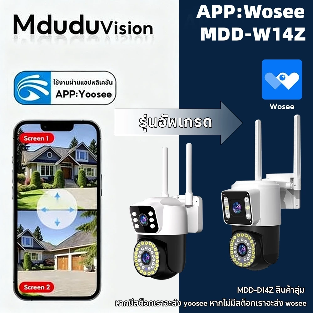 [ซื้อ1แถม1]Mdudu yoosee กล้องสองเลนส์ WiFi หน้าจอคู่ 2กล้อง IP ดูพร้อมกันได้ Color Full HD ​8M กลางคืนภาพสี กล้องวงจรปิด thumbnail 3