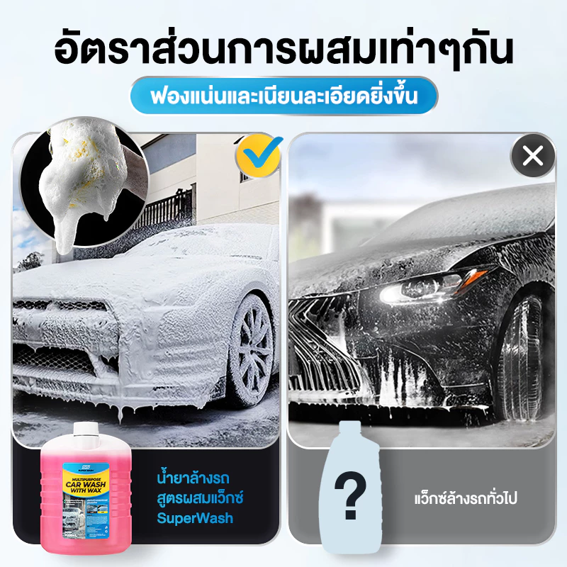 SuperWash น้ำยาล้างรถ ขจัดคราบฝังแน่น เงางามเหมือนใหม่ สูตรอ่อนโยนต่อสีรถ ไม่ต้องขัด เหมาะสำหรับรถทุกประเภท thumbnail 4