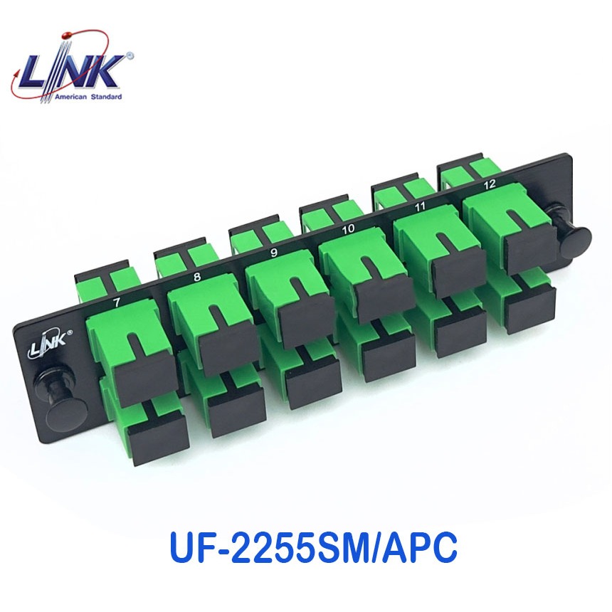 LINK รุ่น UF-2255SM/APC 12 SC/APC (Simplex) แผ่นอะแดปเตอร์ไฟเบอร์ออฟติก Snap-In