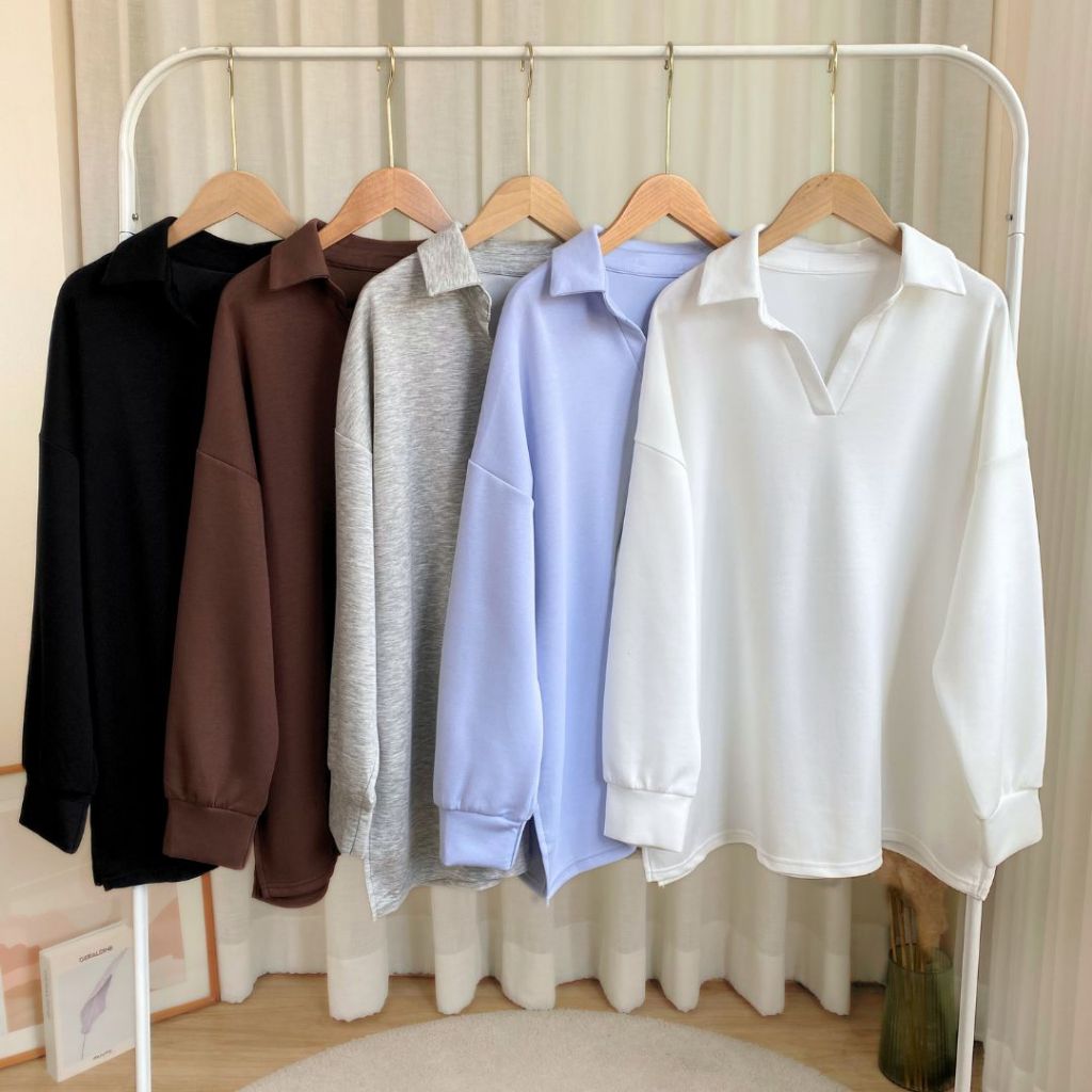 ราคาพิเศษ 350.- เสื้อโปโลแขนยาว อก 52" เนื้อนุ่ม คอวีใส่สบาย เนื้อผ้าดีมากๆ ใส่มิกซ์ง่าย โทนสีสวยทุกสี #unisex