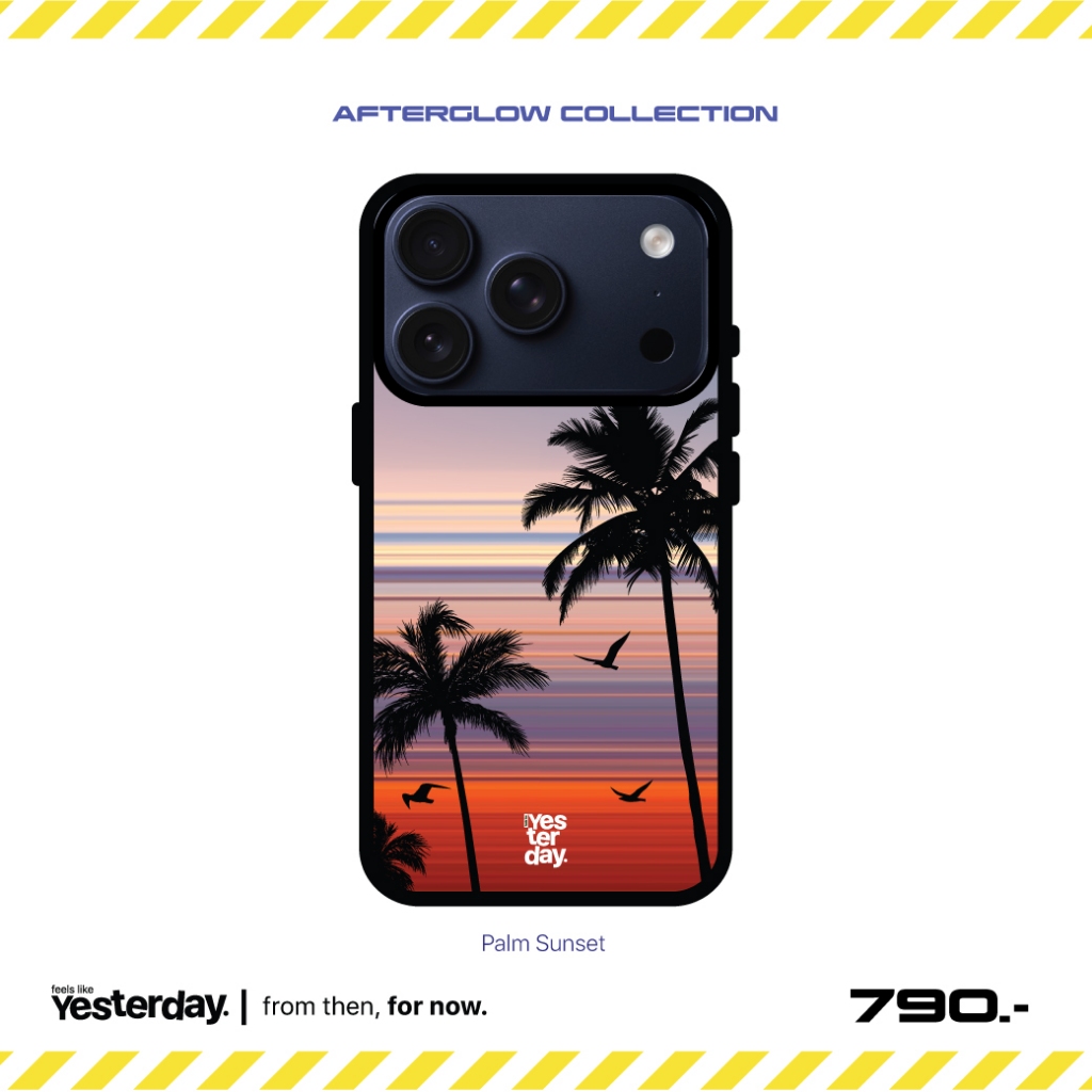 YTD! / Palm-Sunset / iPhone Case (Fluorescent Liquid) Blue color (Handcrafted)