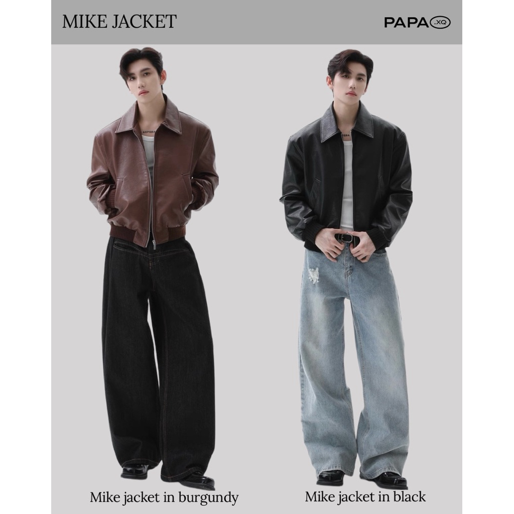 PAPA.XQ MIKE JACKET~ NEW! พร้อมส่งแจ็คเก็ตหนัง F/W Collection 2025❄️🛒
