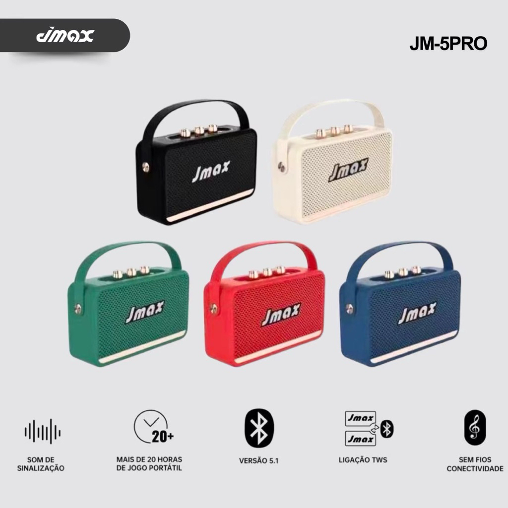 JMAX Speaker JM-5PRO ลำโพงบลูทูธ เชื่อมต่อได้ 2 ตัว พร้อมสายหิ้ว ลำโพงไร้สาย 10W ของแท้ 100%