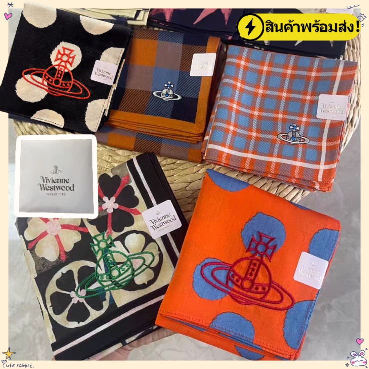 มีส่งด่วน/พร้อมส่ง⚡️แถมซอง!  “Vivienne Westwood” Polo ผ้าโพกผม/ผูกคอ ของแท้100% จากญี่ปุ่น