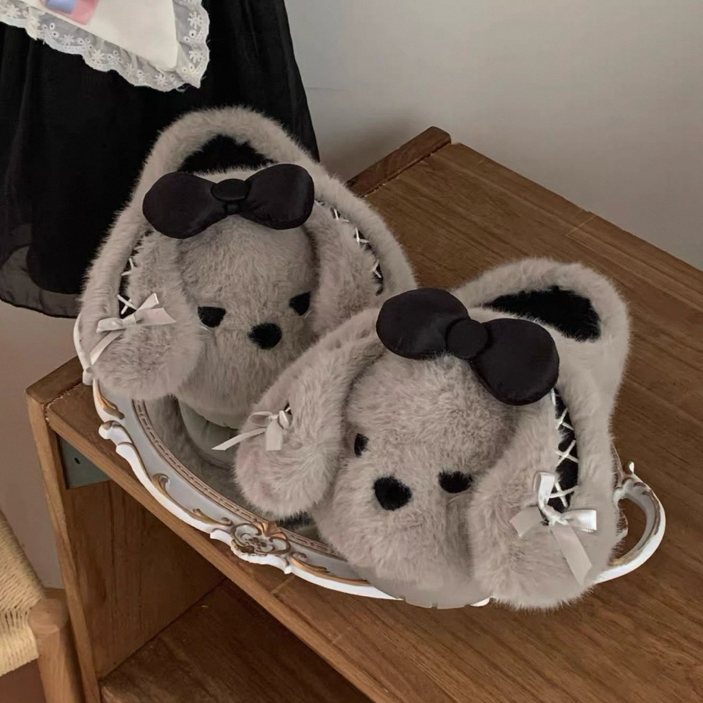 พร้อมส่ง🩶รองเท้า Elegant Cozy สไตล์สาวฝรั่งเศส น่ารักแต่ไม่เด็ก สลิปเปอร์ขนนุ่ม โกธิคโลลิต้า รองเท้าน่ารัก 49089 - รูปที่ 2