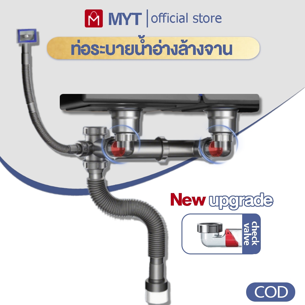 【MYT】สแตนเลส ท่อซิงค์ล้างจาน ท่อระบายน้ําอ่างล้างจานในครัว ท่อระบายน้ำอ่างล้างจานOdor-Proof Anti-Clog