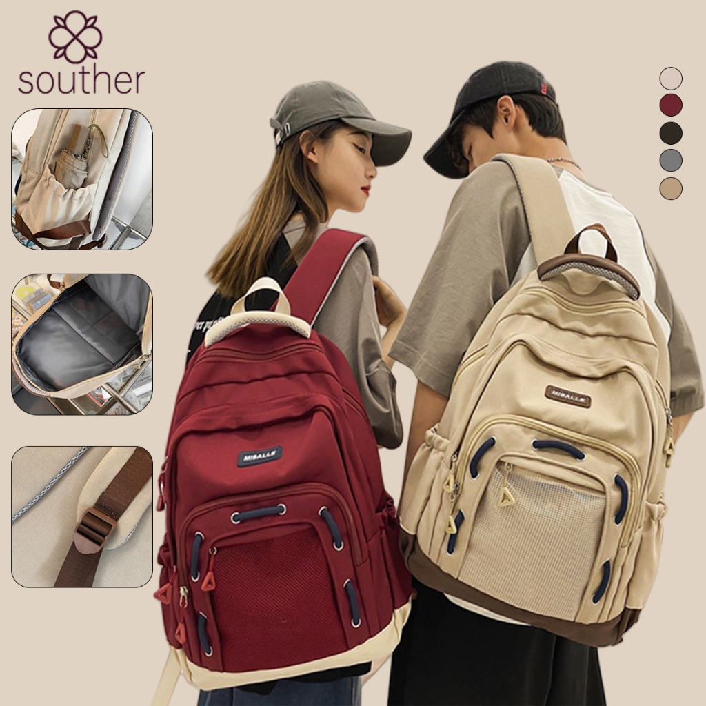 กระเป๋านักเรียนสไตล์ยุโรปผู้ชาย Unisex ความจุขนาดใหญ่วินเทจกระเป๋าเป้สะพายหลังกระเป๋าเดินทางกันน้ำ